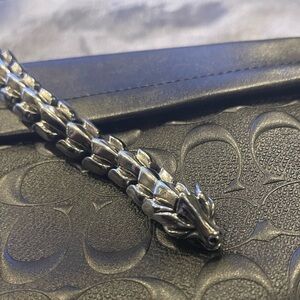 Stainless Steel Silver Dragon Bracelet 🐉